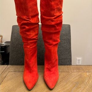 Steve Madden Red Suede Carrie Slouchy Boots